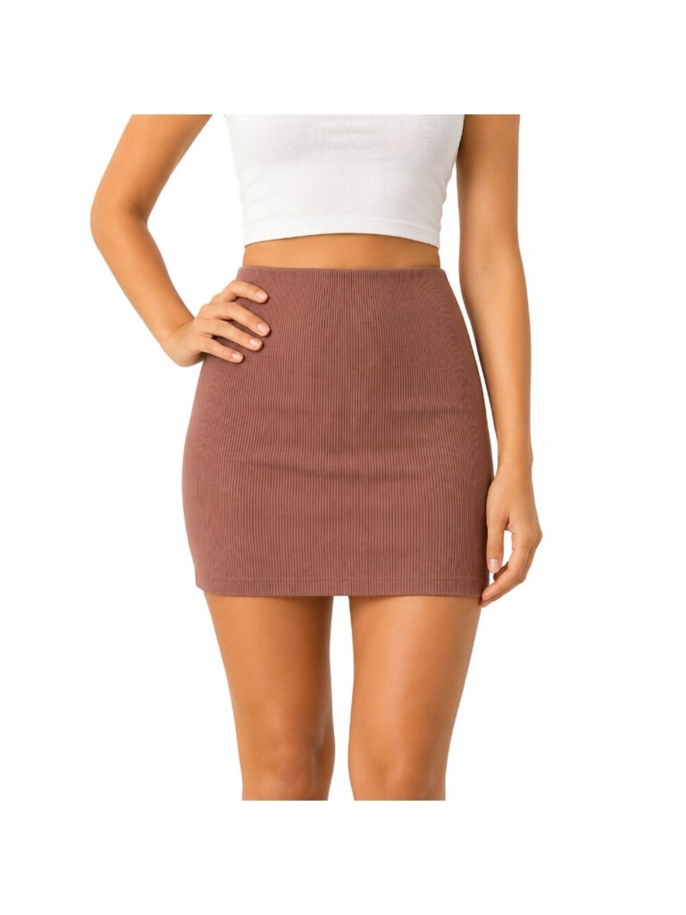 Forever 21 Tan Ribbed Mini Skirt - Small